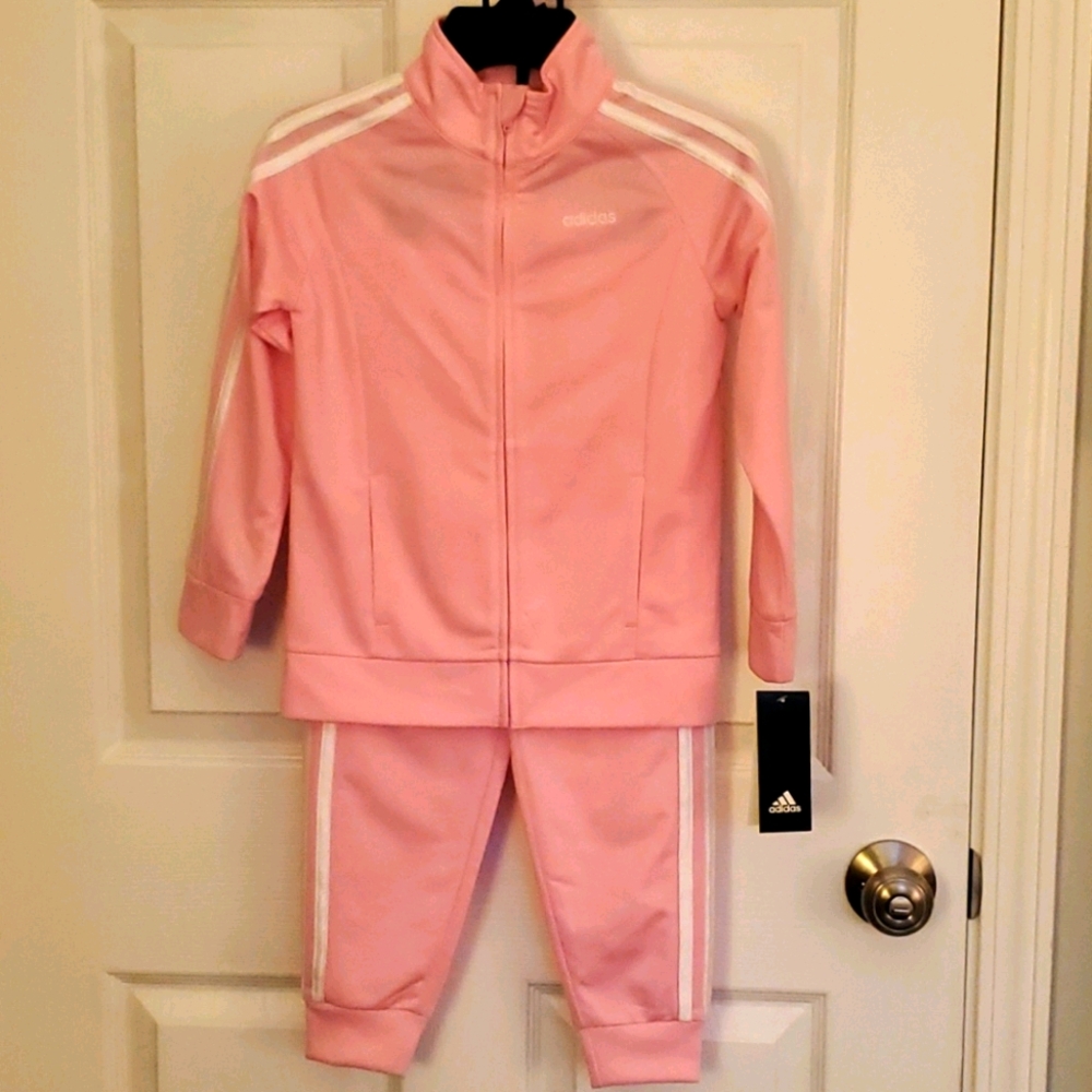 Adidas pink girls jogger set
